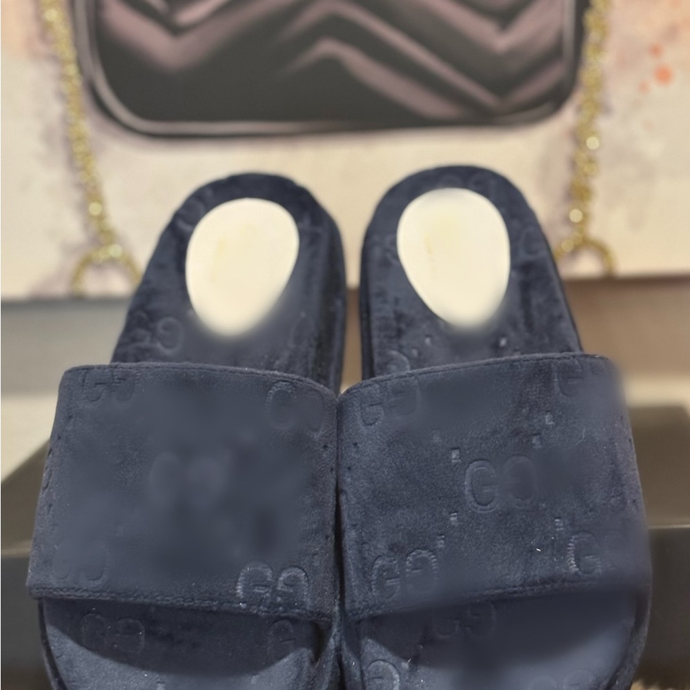 Women's Navy Slide Sandals